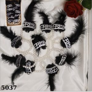 team bride gümüş siyah tüy incili bileklik,party mall