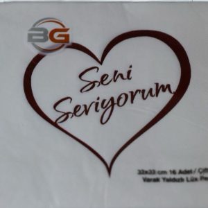 Yaldızlı Seni Seviyorum Kırmızı Peçete,toptan parti malzemeleri,party mall