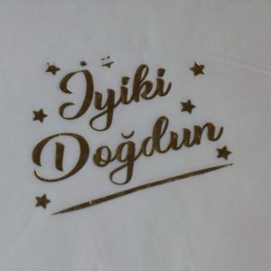 Yaldızlı Beyaz Üzeri Gold İyi ki Doğdun Peçete,toptan parti malzemeleri,party mall