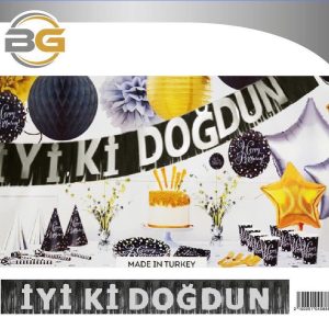 püsküllü banner iyi ki doğdun siyah,party mall