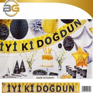 püsküllü banner iyi ki doğdun sarı,party mall