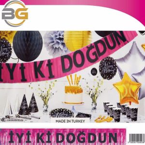 püsküllü banner iyi ki doğdun pembe,party mall