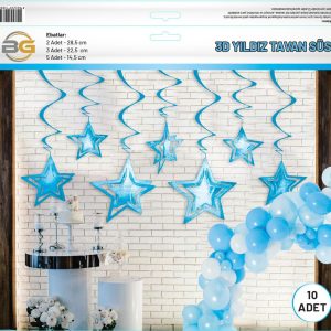 3D Yıldız Sarkık 10 Lu,toptan parti malzemeleri,party mall