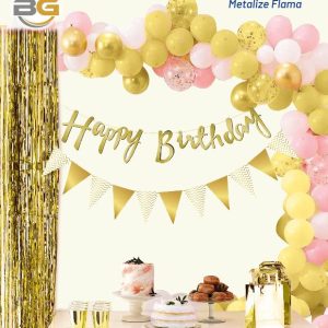 kaligrafi banner happy birthday gold üçgenli,party mall
