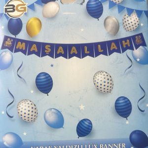 Maşaallah Gold Yazılı Lüx Banner,toptan parti malzemeleri,party mall