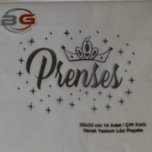 Prenses Gümüş Yaldızlı Peçete,toptan parti malzemeleri,party mall