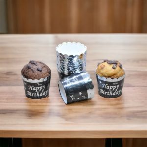 cupcake happy birthday siyah gümüş,party mall