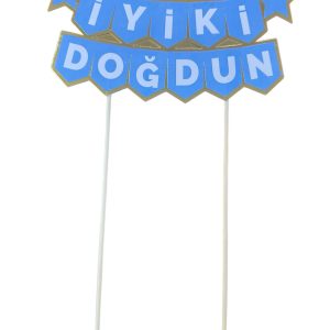 pasta üstü banner iyi ki doğdun mavi gold,party mall