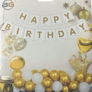 Happy Birthday Beyaz Üzeri Gold Yazılı Lüx Banner,toptan parti malzemeleri,party mall
