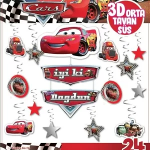 3 d tavan süsü 24 lü mcqueen,toptan parti süs,party mall