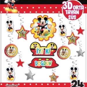 3 d tavan süsü 24 lü mickey mouse,toptan parti süs,party mall