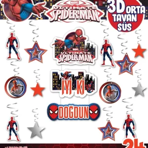 3 d tavan süsü 24 lü spiderman,toptan parti süs,party mall
