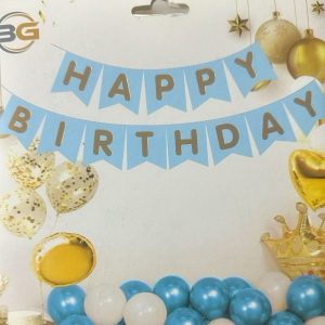 Happy Birthday Mavi Üzeri Gold Yazılı Lüx Banner,toptan parti malzemeleri,party mall
