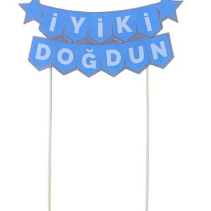 pasta üstü banner iyi ki doğdun mavi gümüş,party mall