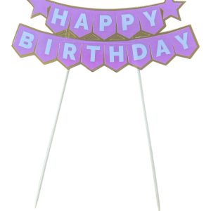 pasta üstü banner happy birthday pembe gold,party mall