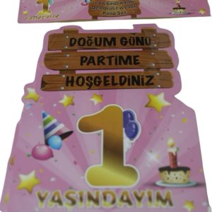 ayaklı pano 1 yaş pembe,party mall