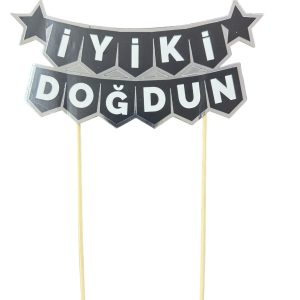pasta üstü banner iyi ki doğdun gümüş,toptan parti süs,party mall