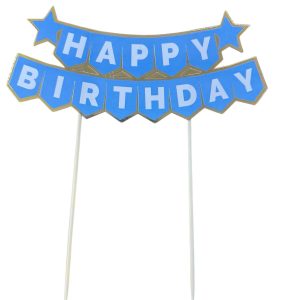 pasta üstü banner mavi happy birthday ,toptan parti süs,party mall