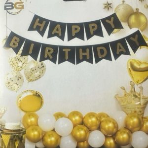 Happy Birthday Siyah Üzeri Gold Yazılı Lüx Banner,toptan parti malzemeleri,party mall