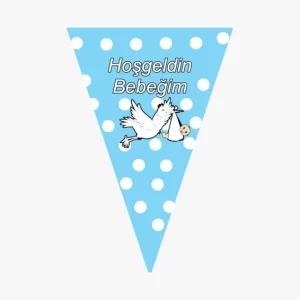 mavi üçgen flama,toptan parti süs,party mall