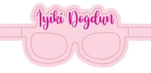 gözlük, elmas, iyi ki doğdun, pembe, 8'li kağıt, toptan parti malzemeleri, party mall
