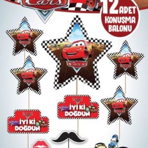 12 li konuşma balonu mcqueen,toptan parti süs,party mall