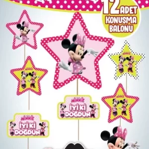 minnie mouse 12 li konuşma balonu,toptan parti süs,party mall