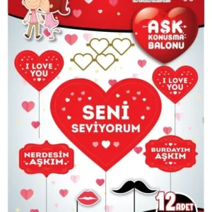 12 li konuşma balonu seni seviyorum,toptan parti süs,party mall