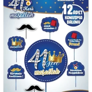 12 li konuşma balonu maşşallah,toptan parti süs,party mall