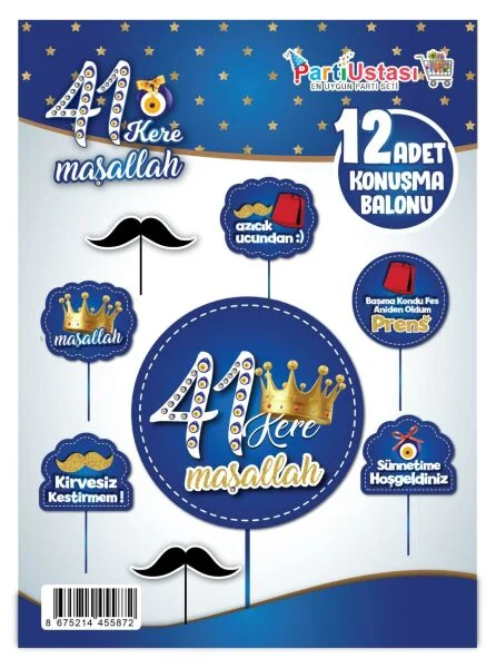 12 li konuşma balonu maşşallah,toptan parti süs,party mall