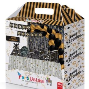 parti seti iyi ki doğdun siyah gold,party mall