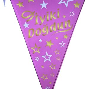 pembe gold iyi ki doğdun flama,toptan parti süs,party mall