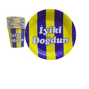 8 li tabak bardak seti fenerbahçe iyi ki doğdun,toptan parti süs,party mall