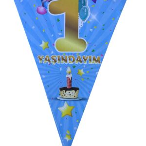 1 yaşındayım üçgen flama,toptan parti malzemeleri,party mall
